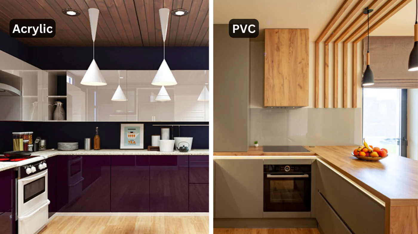 PVC Laminate vs Acrylic vs Membrane – Kitchen Shutters Comparison ₹1.4-2.1k