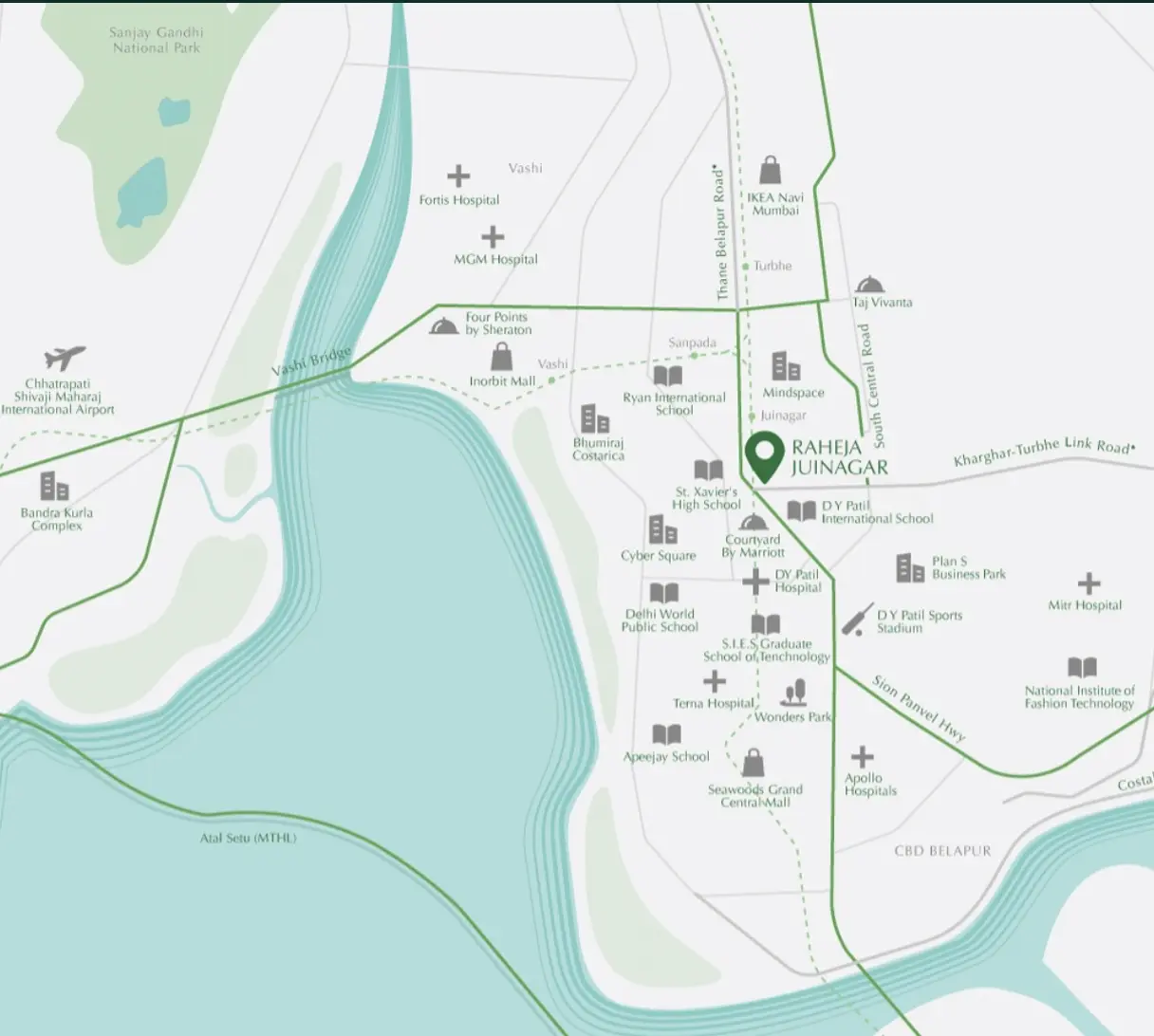 Raheja Jade City Location Map - Juinagar Navi Mumbai