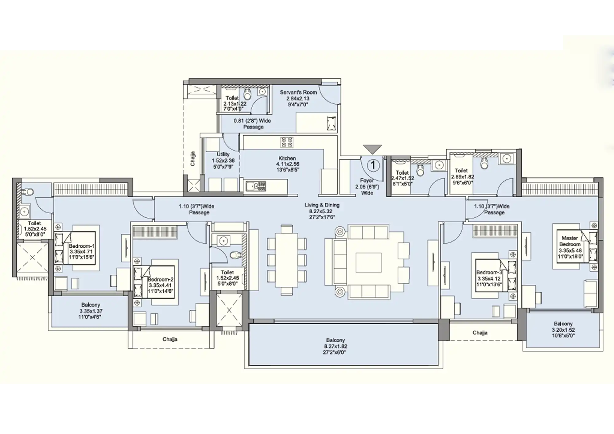 L&T Elixir Reserve 4 BHK Floor Plan